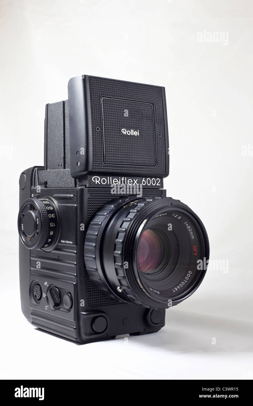 Film Camera. Rolleiflex 6002 professional medium format camera Stock