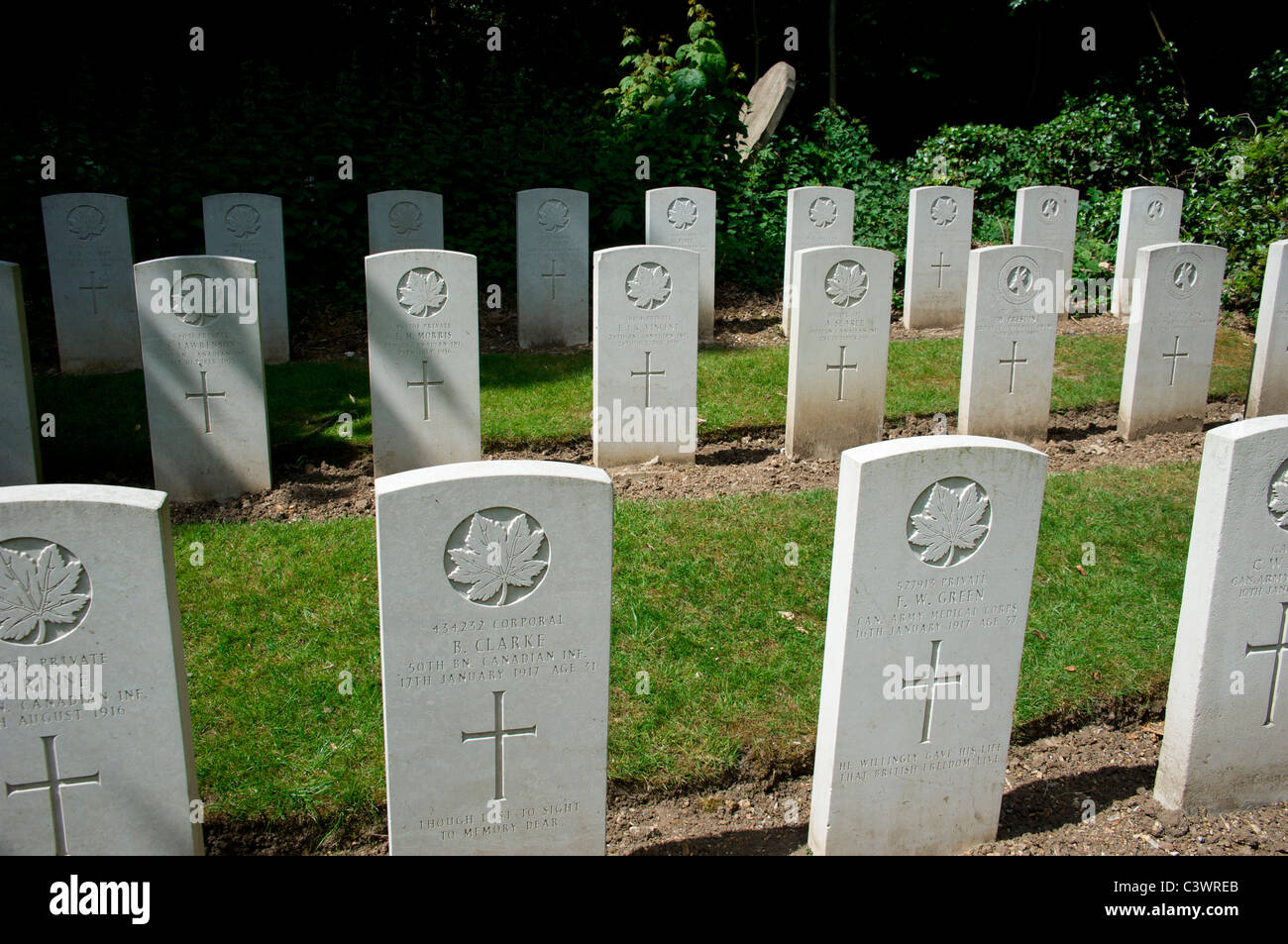 Canadian World War One graves in Nunhead Cemetery, south London, England, UK Stock Photo