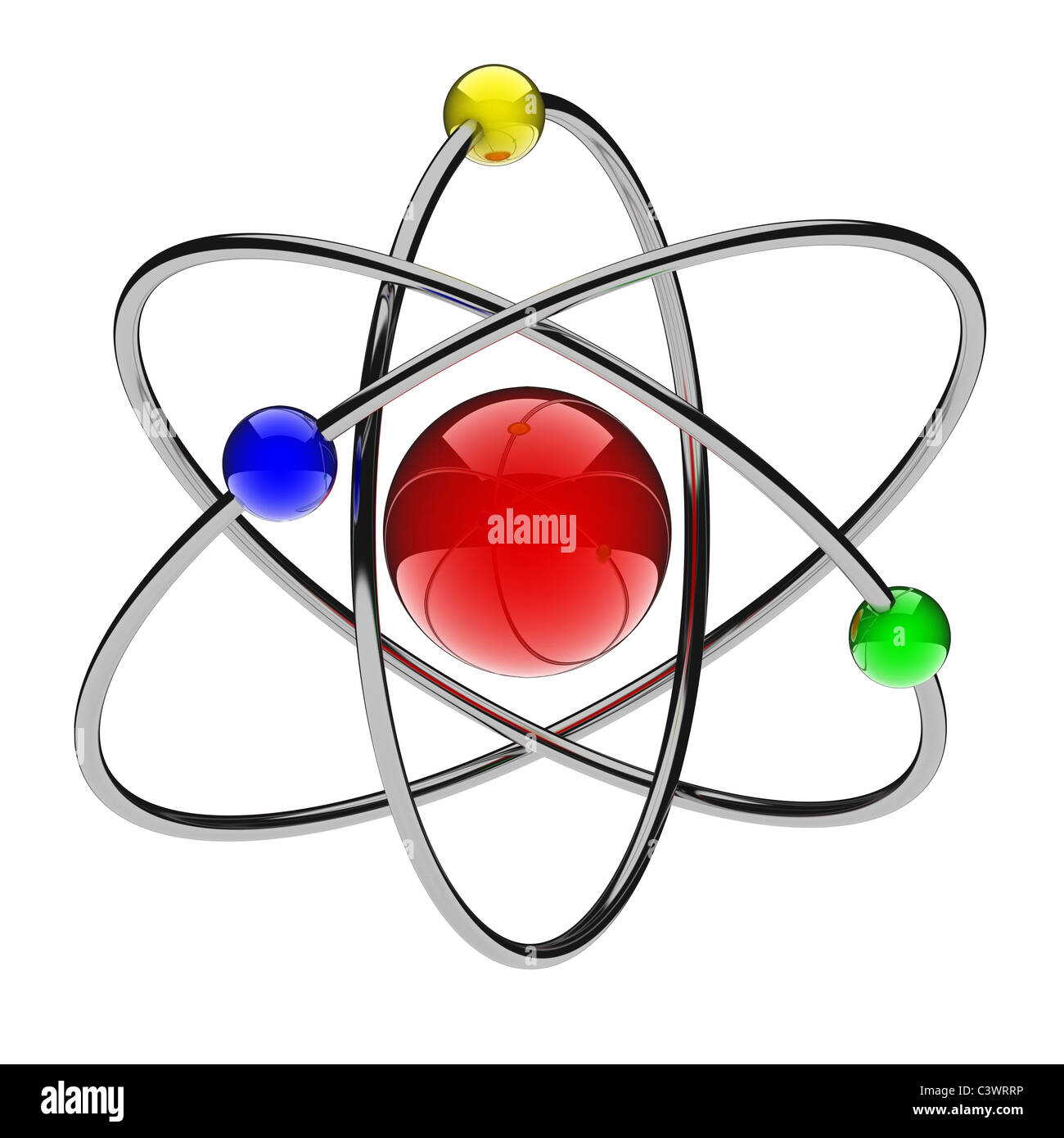 Abstract red atom (done in 3d, isolated) Stock Photo