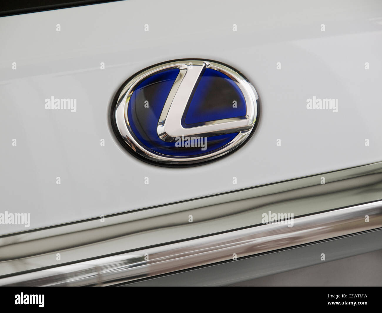 Lexus logo closeup on white luxury automobile Stock Photo