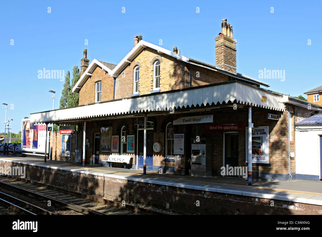 Ewell West Railway Station, Ewell, Epsom, Surrey, England UK Stock