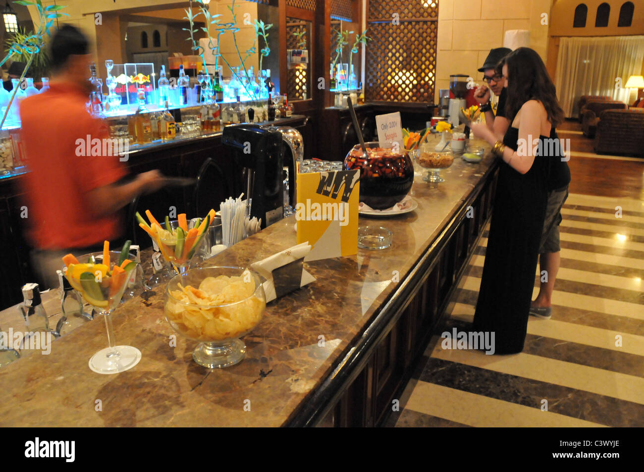 jaz Belvedere Hotel Egypt at night.Bar area Stock Photo - Alamy