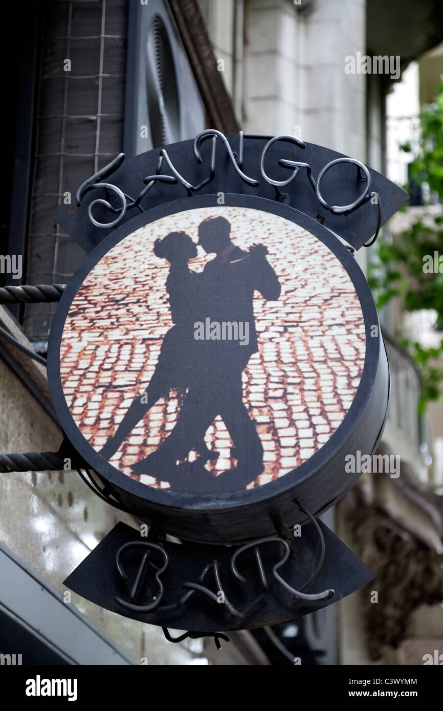 Tango Bar Sign, Avenida de Mayo, Buenos Aires, Argentina, South America. Stock Photo