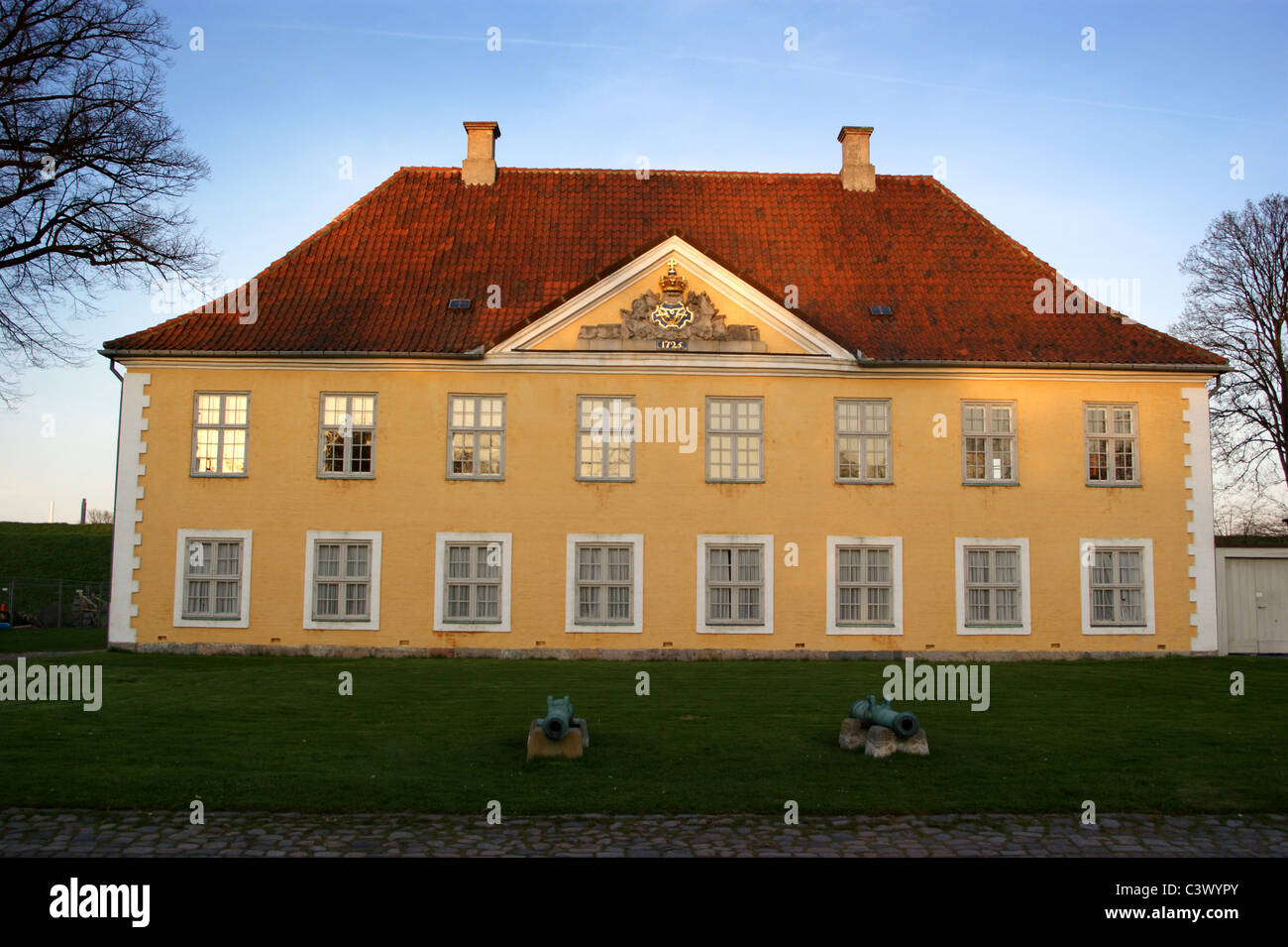 Commandant's house at sunset Kastellet fort, Copenhagen, Denmark, built 1725 by Eilas Hauser Stock Photo