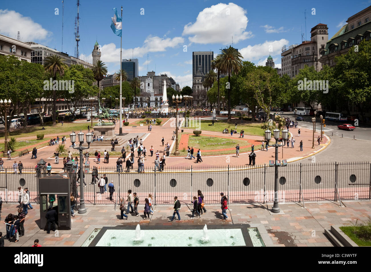 View from the balcony of the Casa Rosada, Plaza De Mayo, Buenos Aires, Argentina, South America. Stock Photo