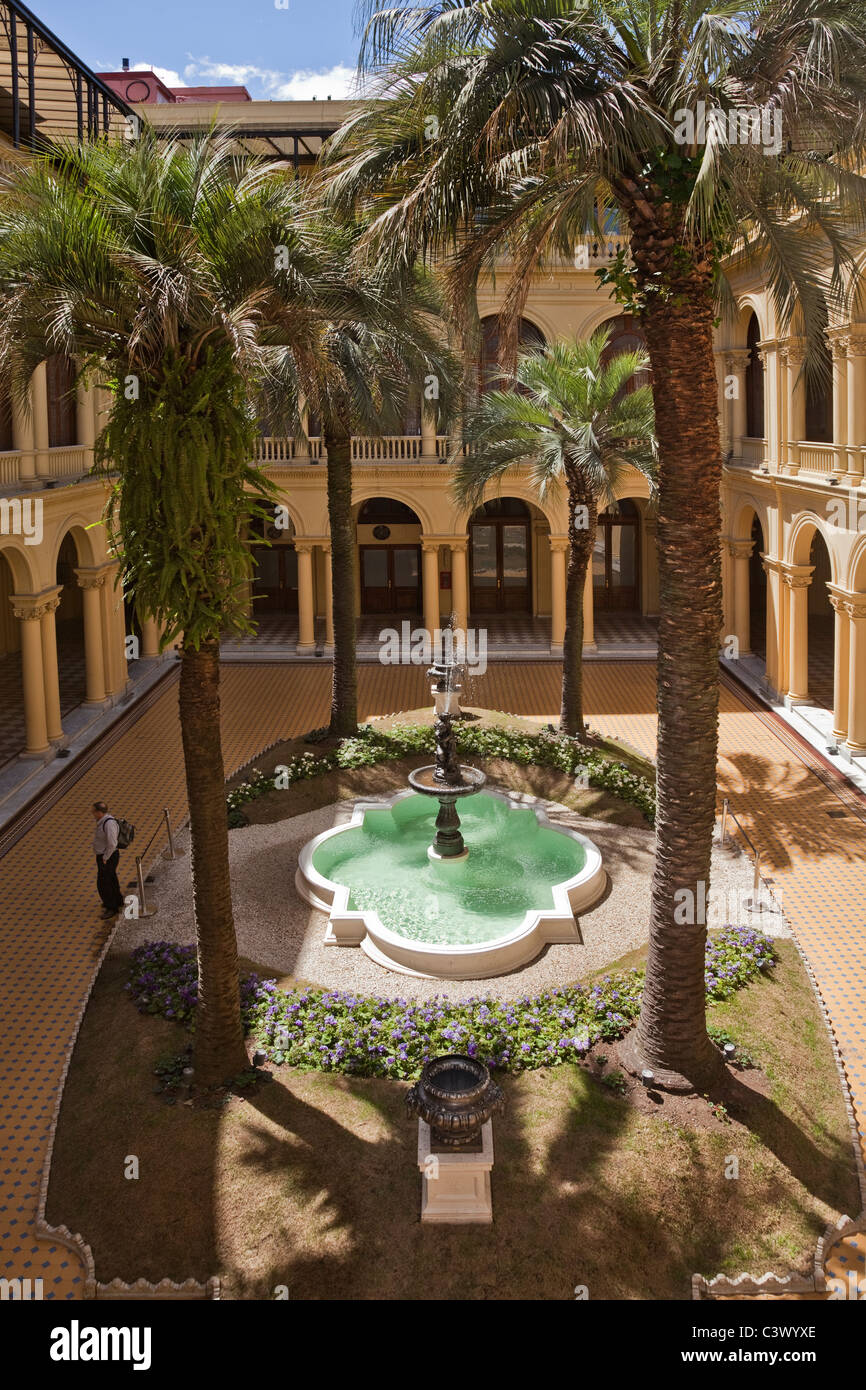 Inner courtyard with fountain at the Casa Rosada, Plaza De Mayo, Buenos Aires, Argentina, South America. Stock Photo