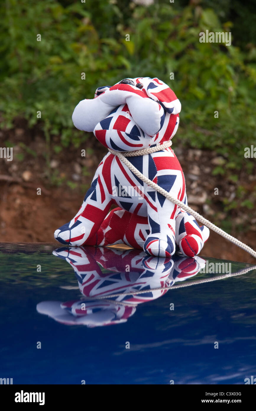 Toy dog made from Union Flag material Stock Photo