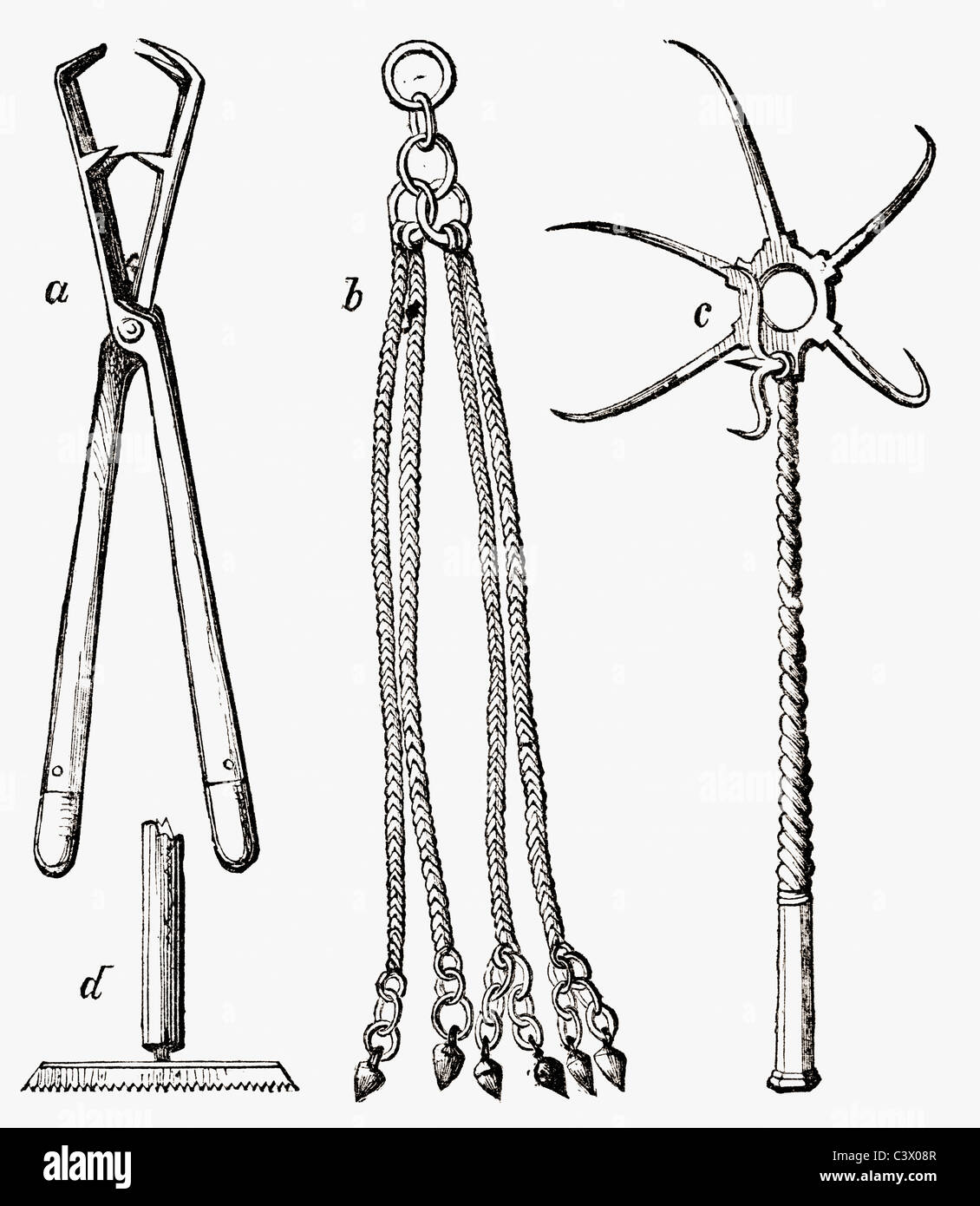 Possible instruments of torture buried with the martyrs in the Roman Catacombs Stock Photo