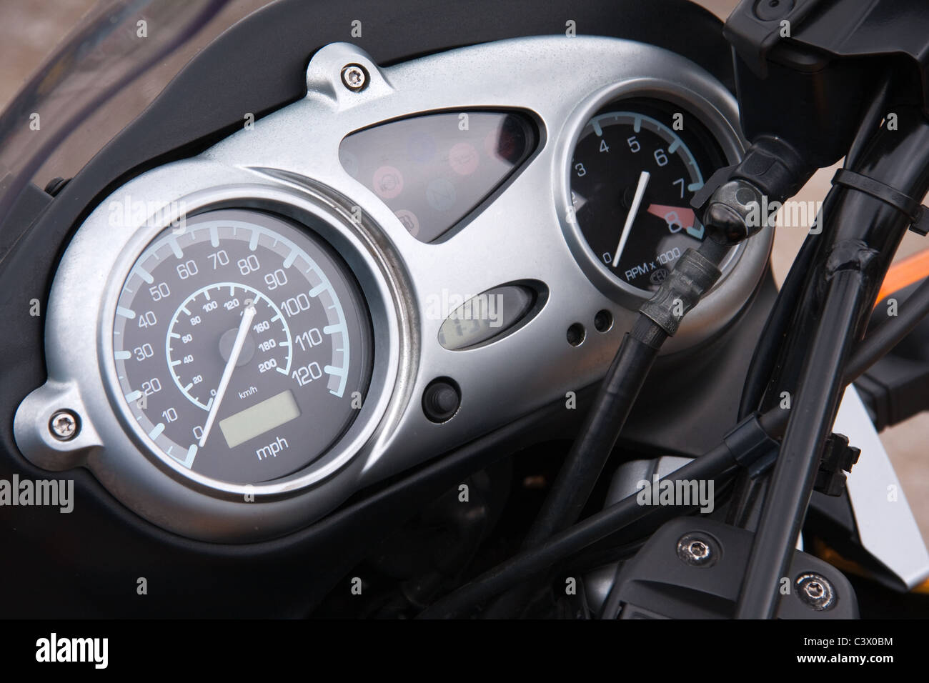 Detail of instrument panel on BMW F650GS motorcycle Stock Photo Alamy