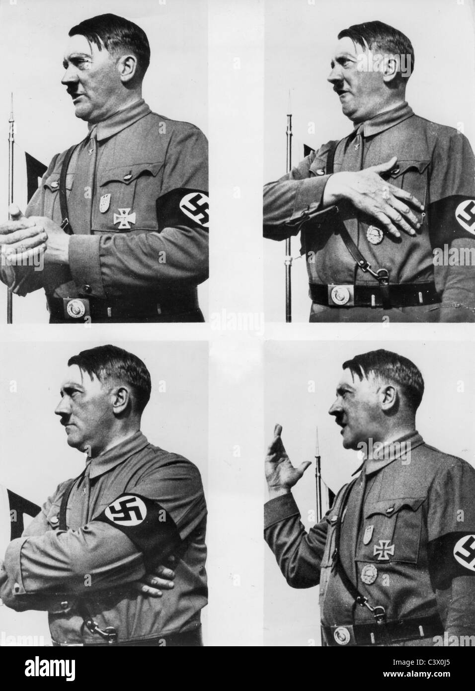 ADOLF HITLER (1889-1945) in characteristic speech poses Stock Photo