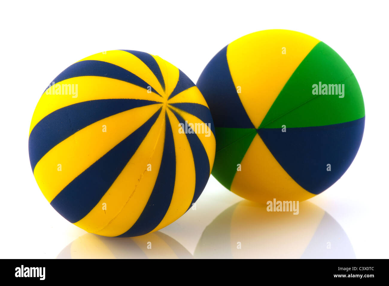 colorful blue green and yellow juggle balls Stock Photo Alamy