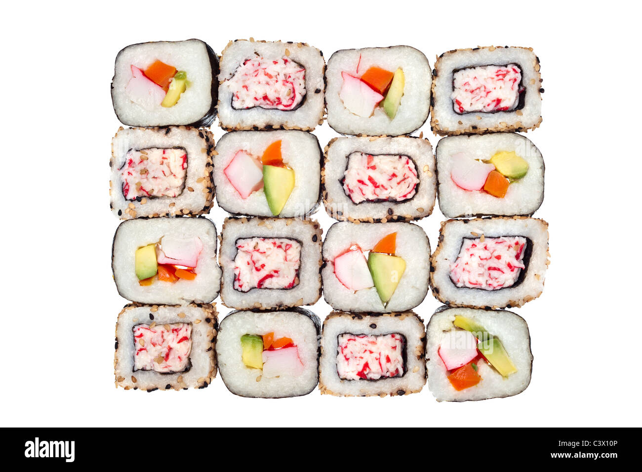 Colorful rolls of sushi Stock Photo