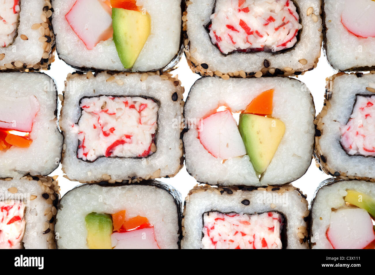 Colorful rolls of sushi Stock Photo