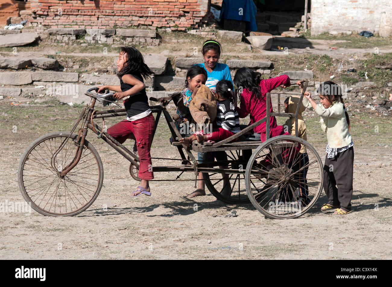 Nepali children at play in Kathmandu Stock Photo Alamy