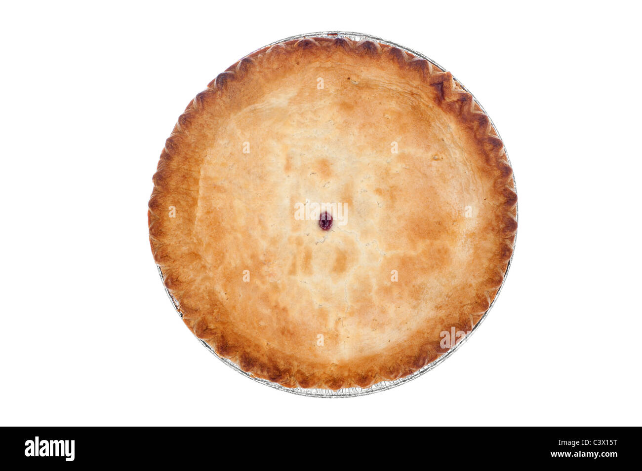 A freshly baked cherry pie on white. Stock Photo