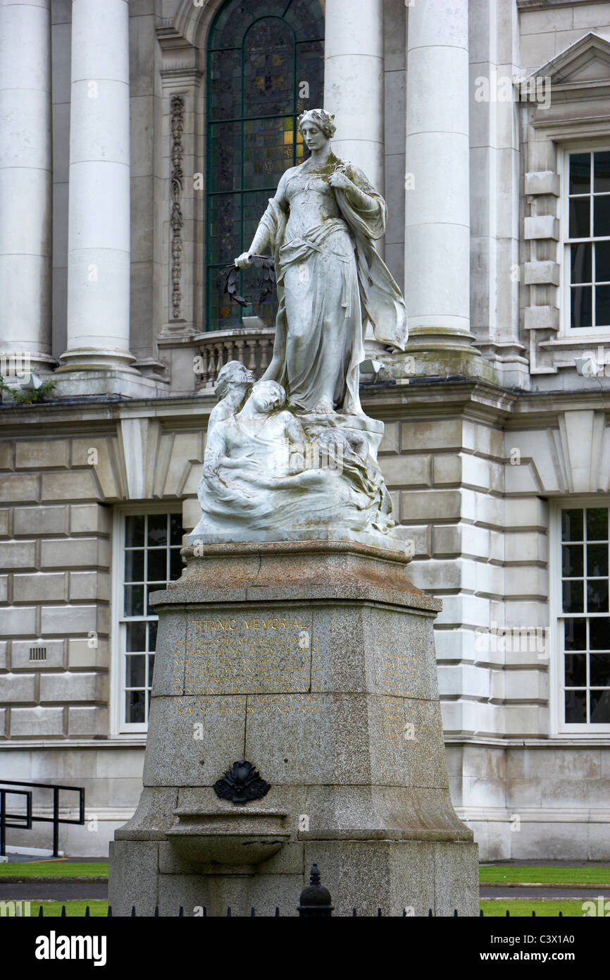 Titanic memorial sculpture in the grounds of Belfast City Hall, Belfast Northern Ireland UK Stock Photo
