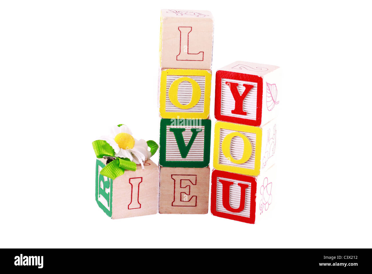 I Love You photographed using child's alphabet Stock Photo