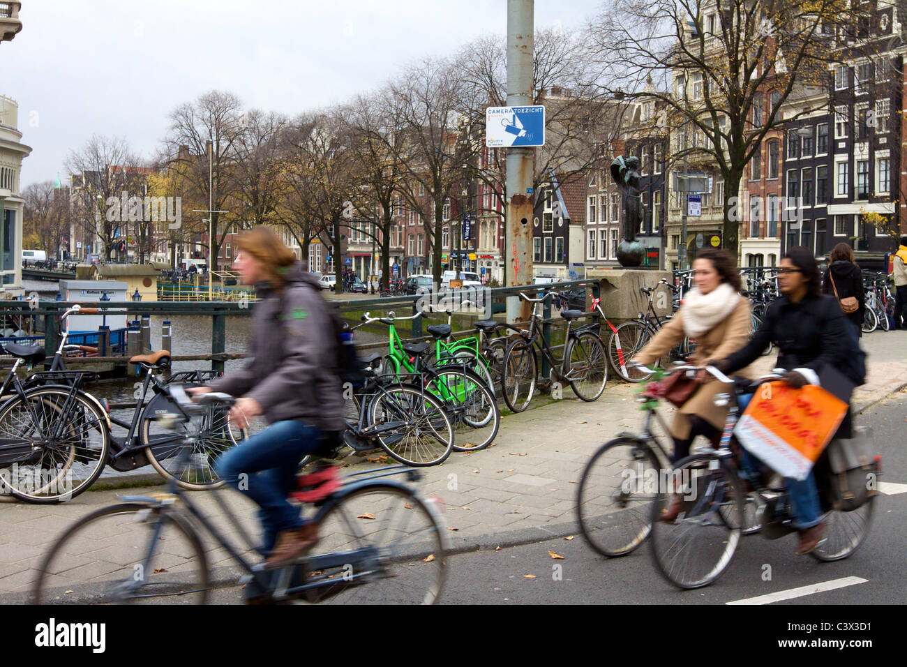 Cycling in Amsterdam Stock Photo Alamy