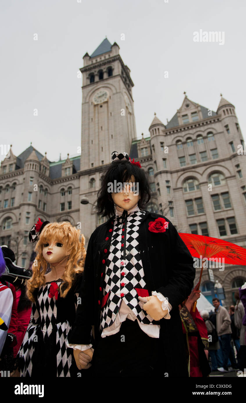 Actors wearing Anime costumes at the 51st annual Sakura Matsuri a Japanese-American street festival held in Washington DC. Stock Photo