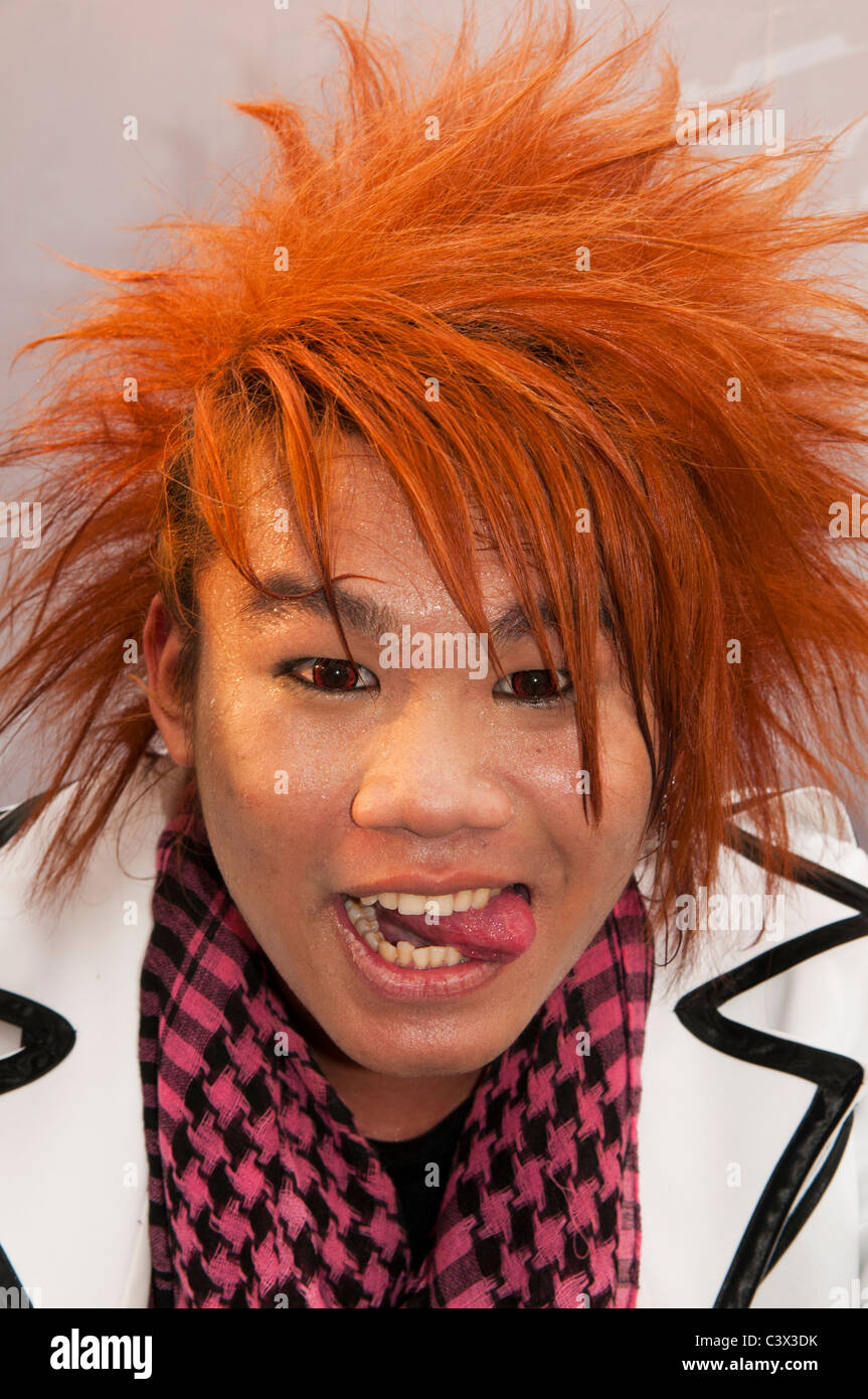 red haired Thai guy posing at the Cosplay Festival in Bangkok Stock Photo