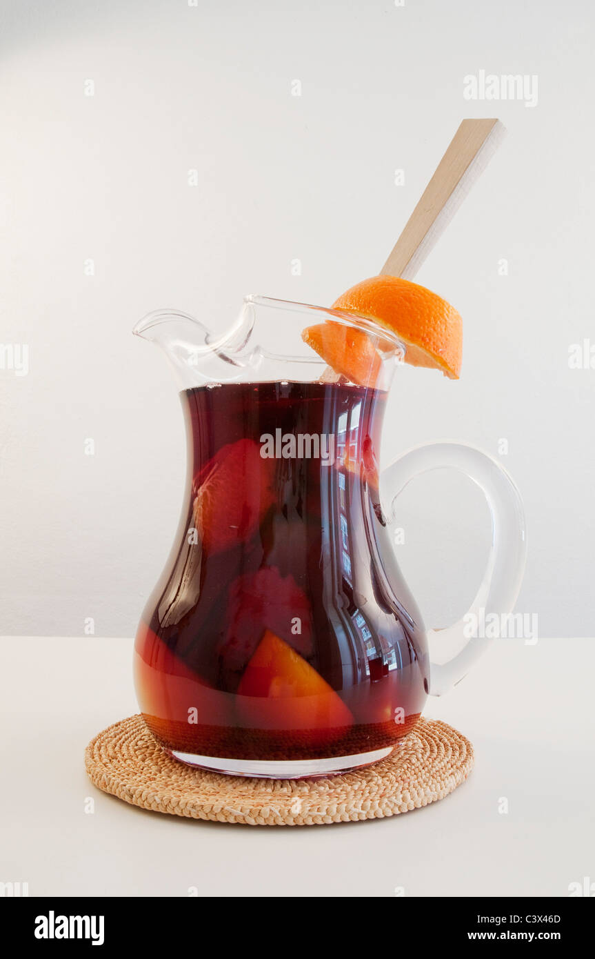 A Pitcher and Two Glasses with Spanish Sangria Stock Image - Image of  holiday, chopped: 122505775