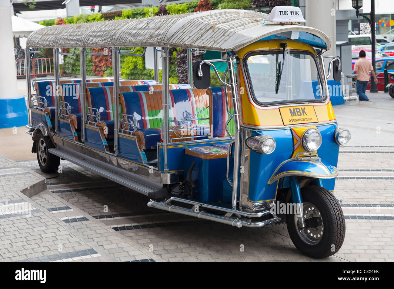 Odd stretch Tuk-tuk limo, Bangkok shopping mall Stock Photo