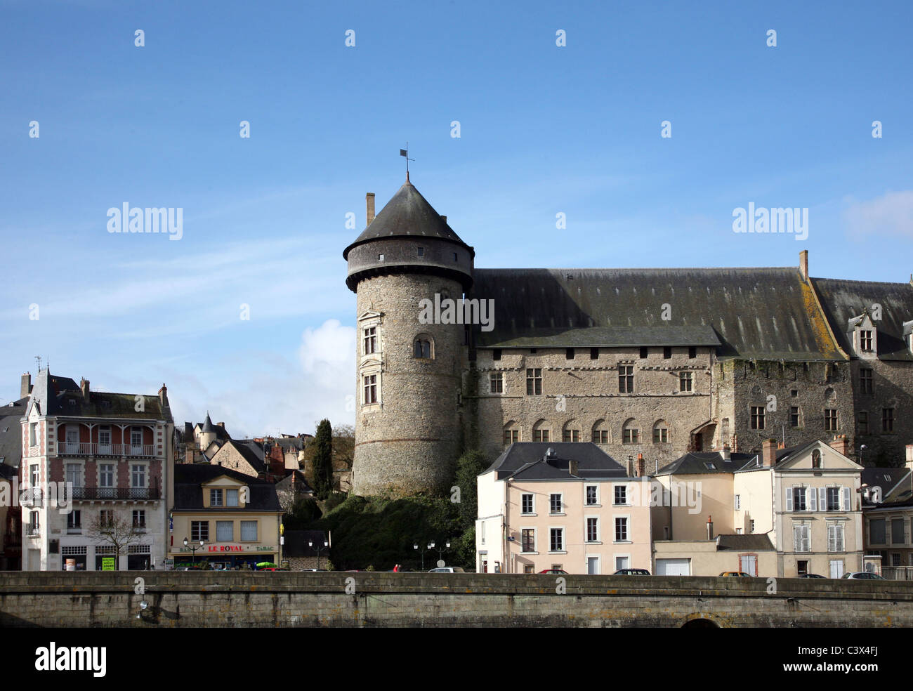Laval View of the Town and Chateau de Laval from across the River