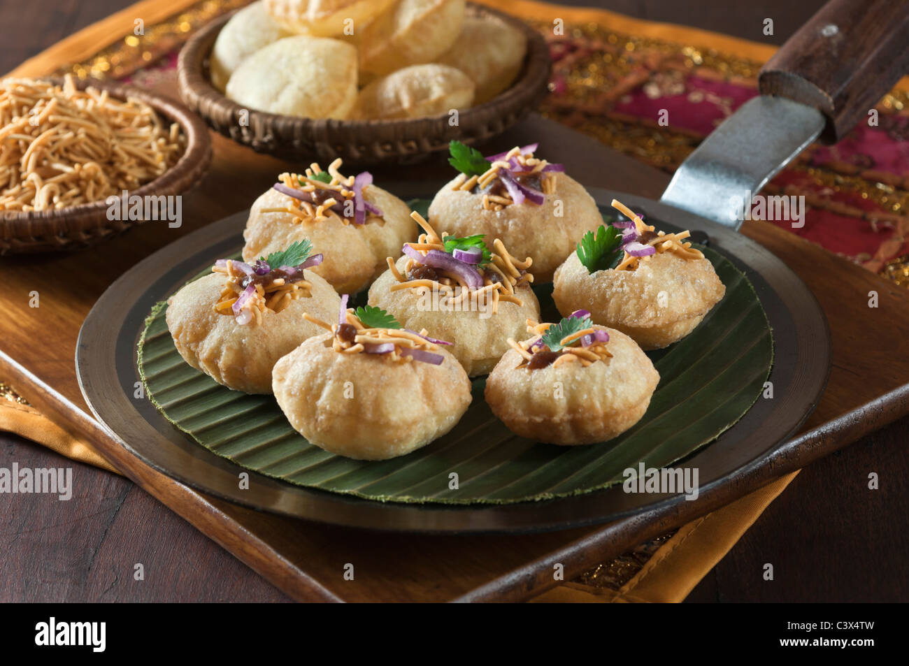 Pani puri India snack food Stock Photo
