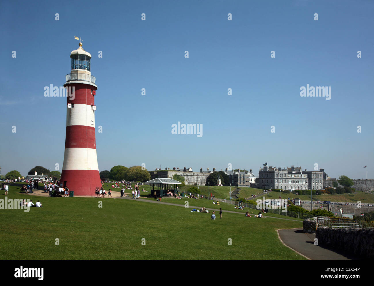 Smeaton's Tower, the old Eddystone Lighthouse rebuilt on Plymouth Hoe