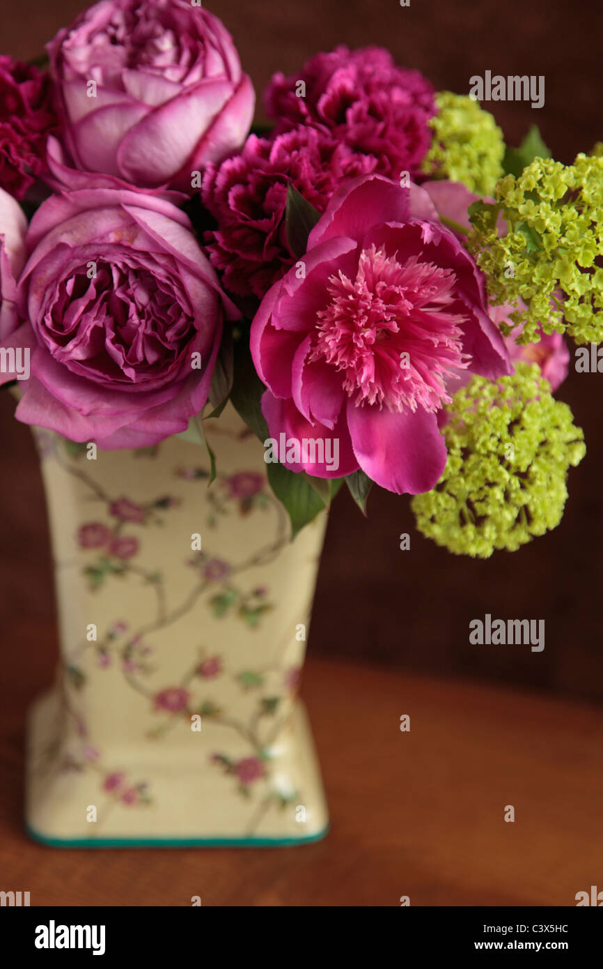 Chinese Peony (Paeonia lactiflora) in a vase Stock Photo