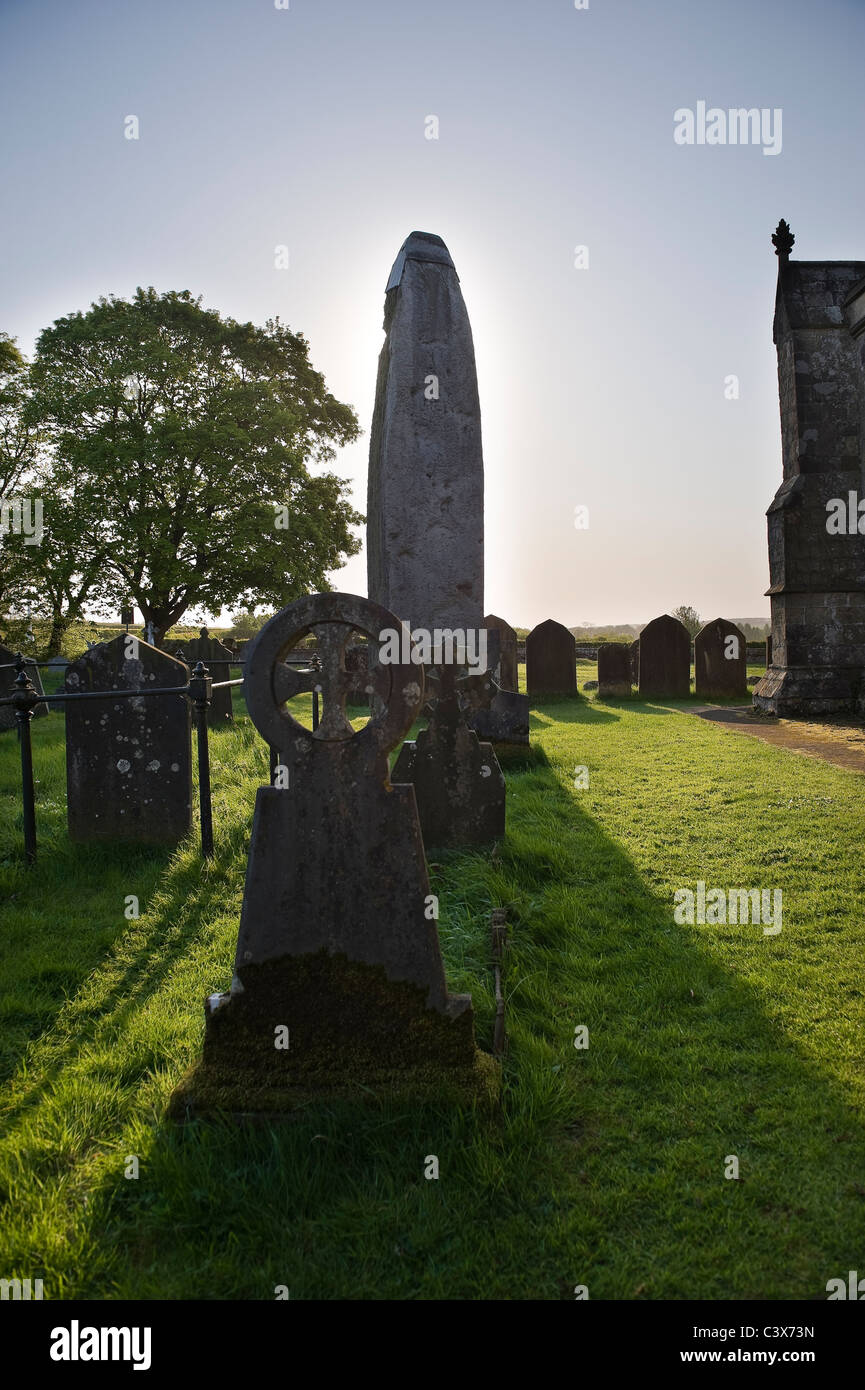 United Kingdom's tallest standing stone,The Rudston Monolith, East Riding of Yorkshire Stock Photo