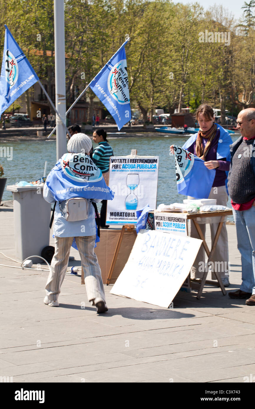 Water Referendum Supporters Against Water Privatization Anguillara Sabazia Lazio Italy Stock Photo