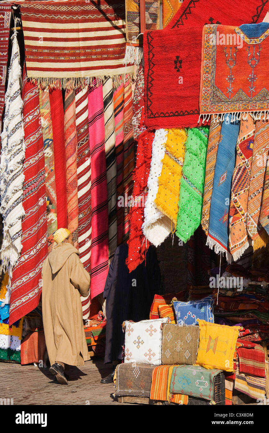 Carpet shops in the souks of Marrakesh. Morocco Stock Photo Alamy