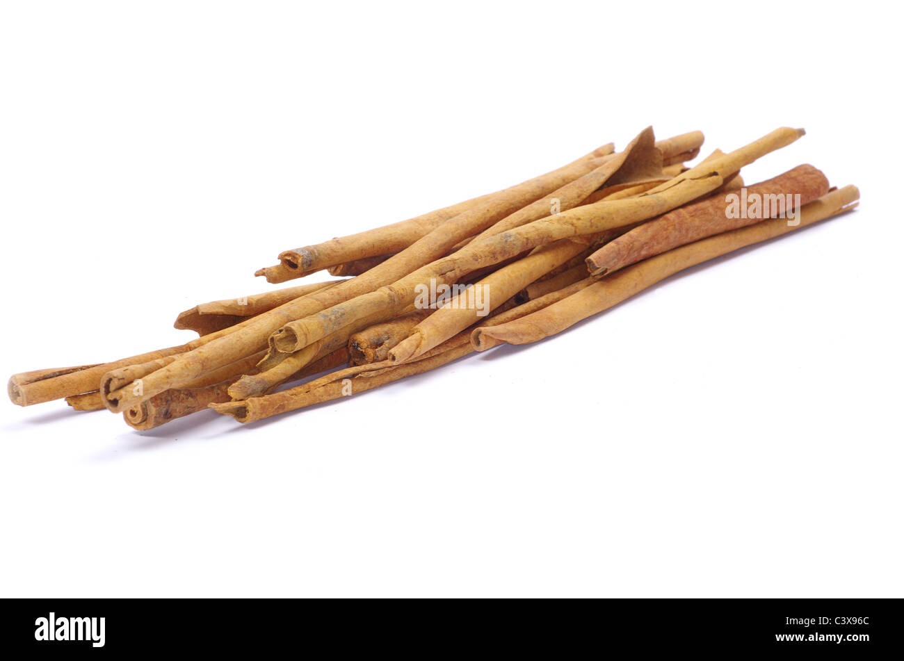 cinnamon bark on a white background Stock Photo