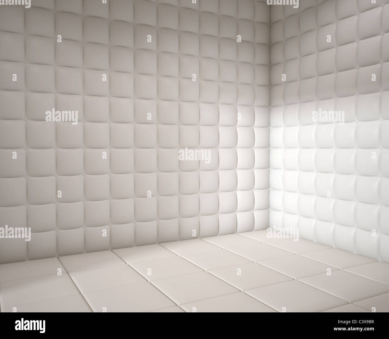 white mental hospital padded room empty with copy space Stock Photo