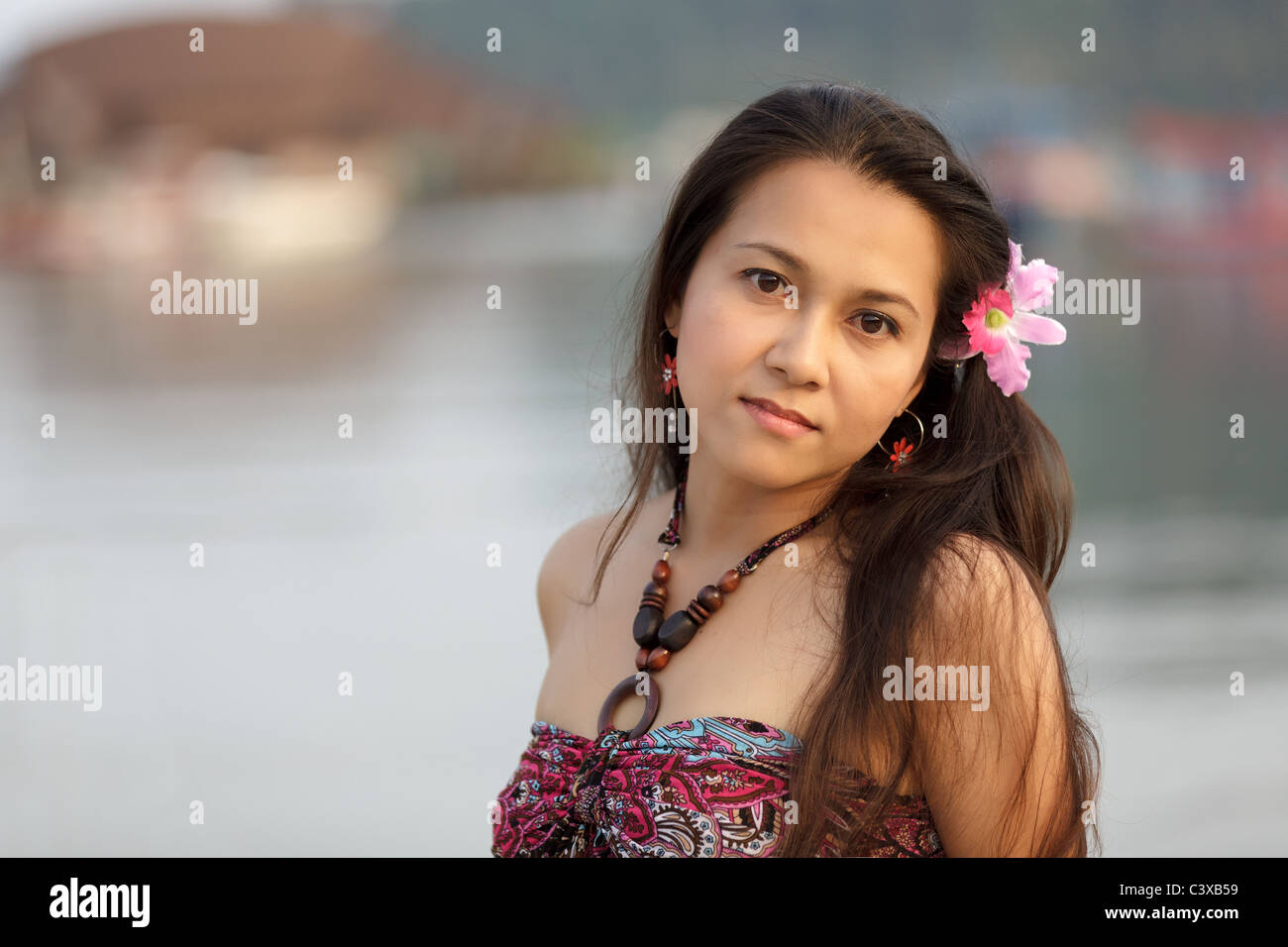 young asian thai woman outdoor portrait, thailand Stock Photo