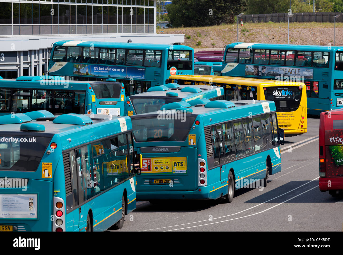 bus station with lots of buses on a busy day Morledge The Cockpit Stock