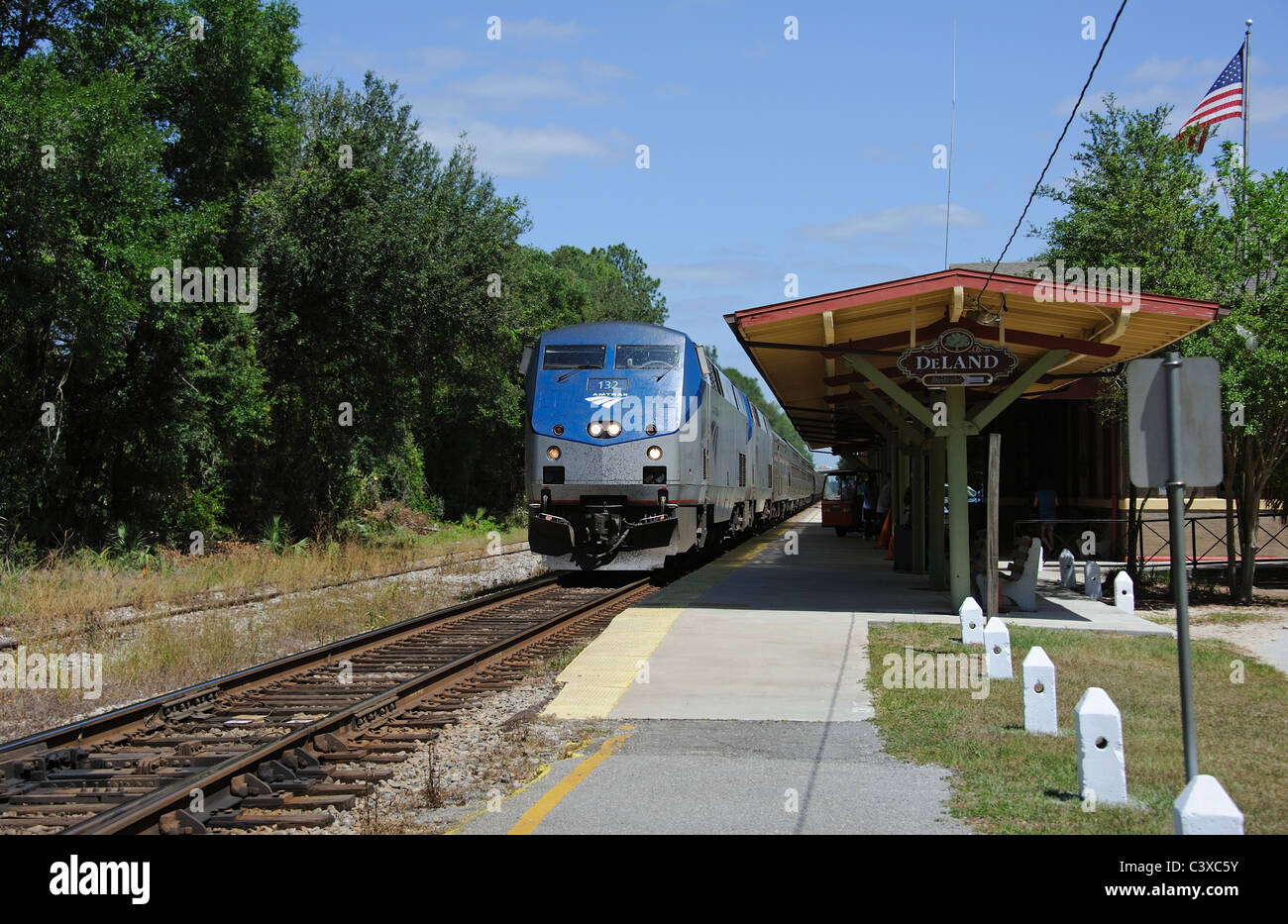 AMTRAK Silver Meteor passenger train arrives Deland Railroad Station