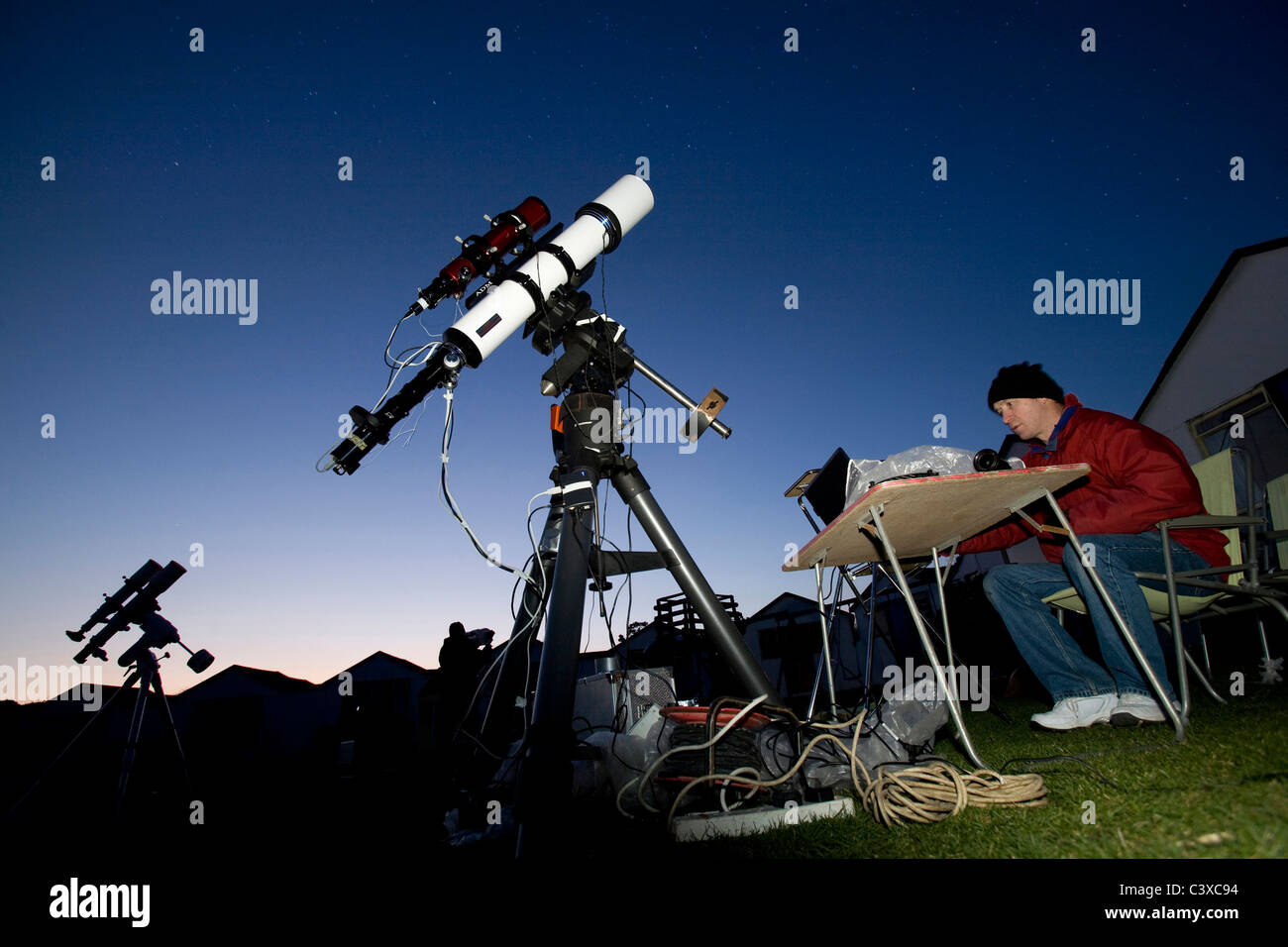 Astronomy,  Astronomer, Star Party, Brightstone, Holiday Centre, Brightstone, Isle of Wight, England, UK, Stock Photo