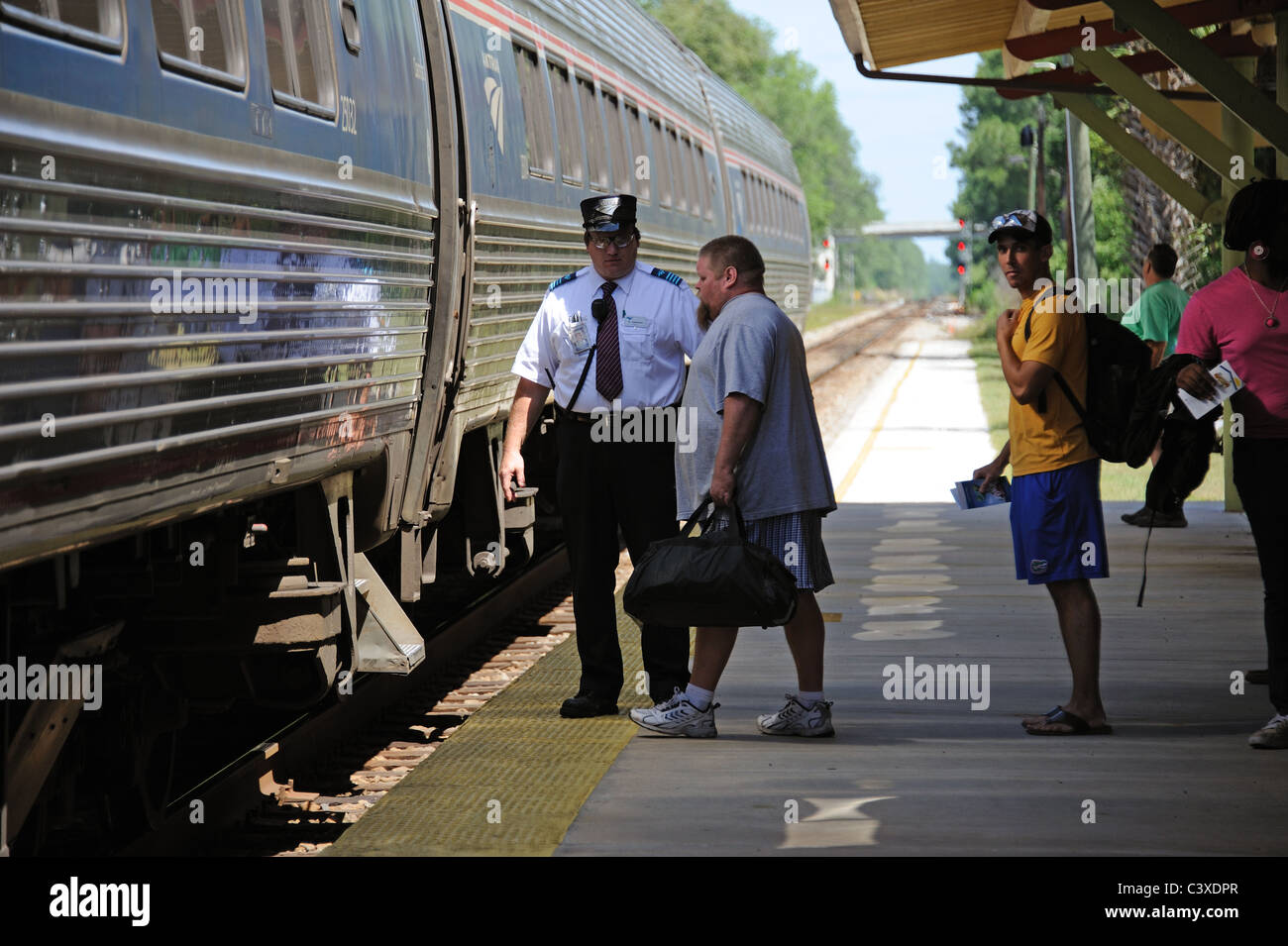 AMTRAK Silver Meteor passenger train at Deland Railroad Station Florida