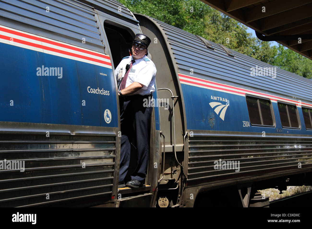 Conductor of a AMTRAK Silver Meteor passenger train at Deland Railroad