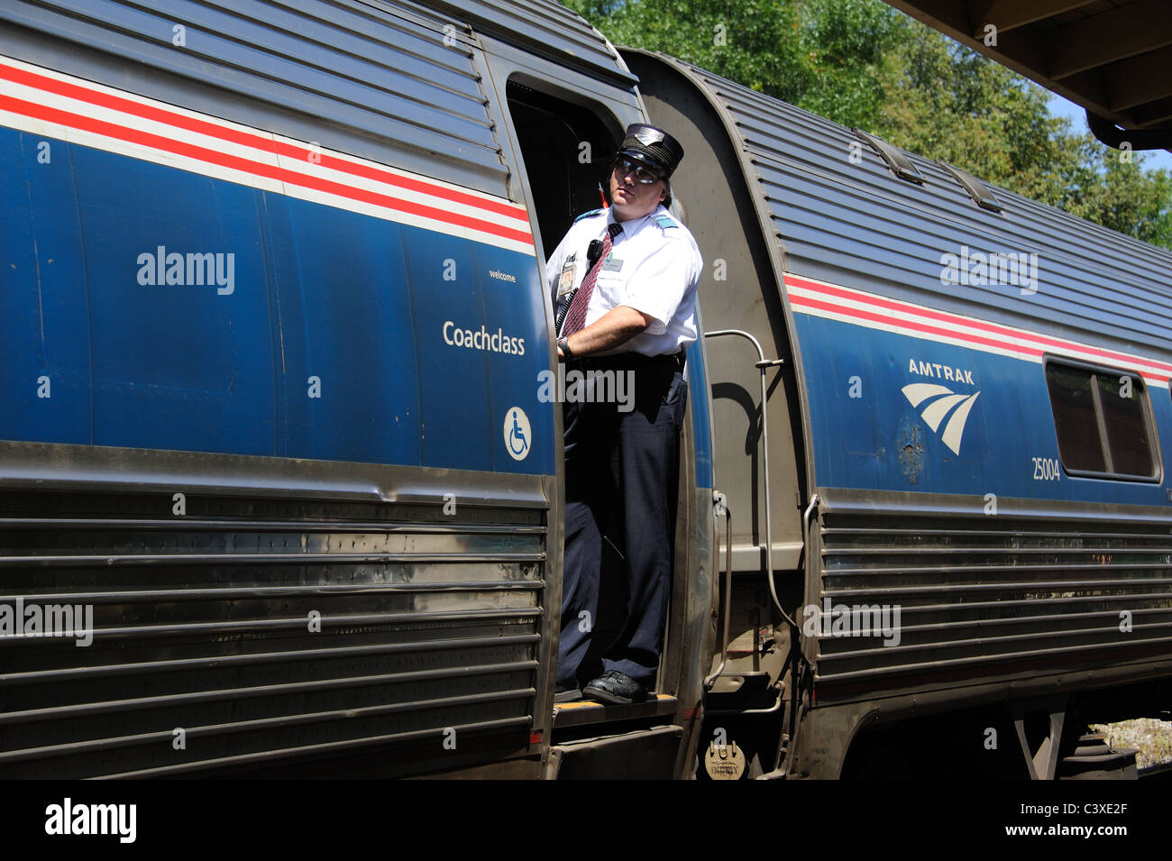 Conductor of a AMTRAK Silver Meteor passenger train at Deland Railroad