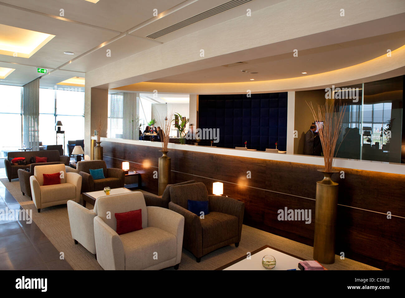 The Gulf Air first and business class departure lounge at Heathrow. Stock Photo