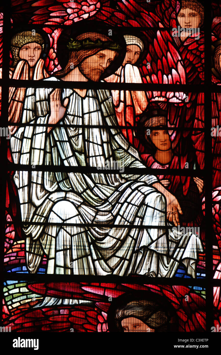 Stained glass window of the Ascension of Jesus in St Philip's Cathedral, Birmingham Stock Photo