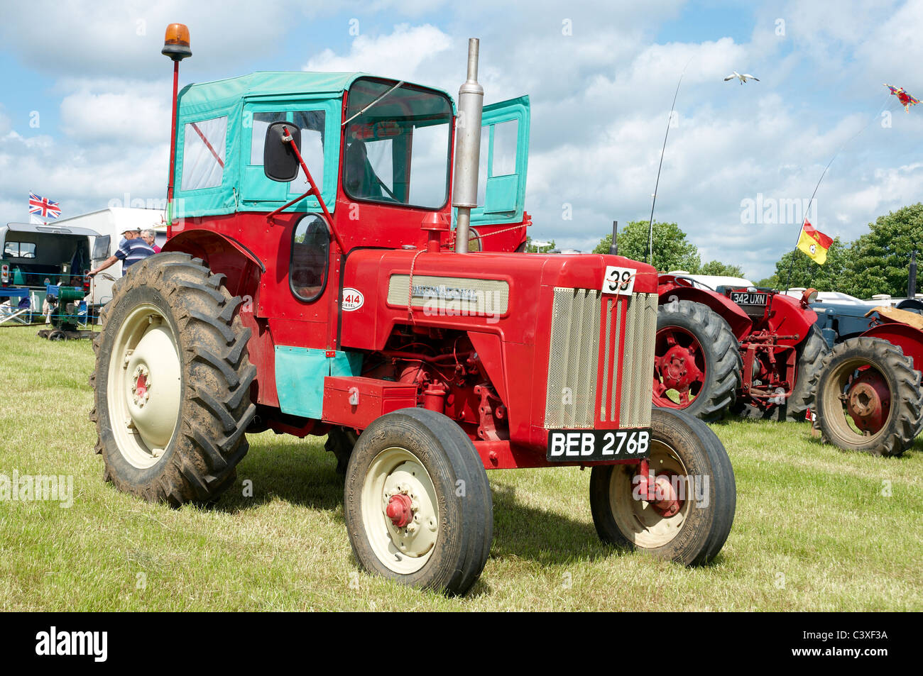 International B-414 or B414 diesel tractor on display at a steam and