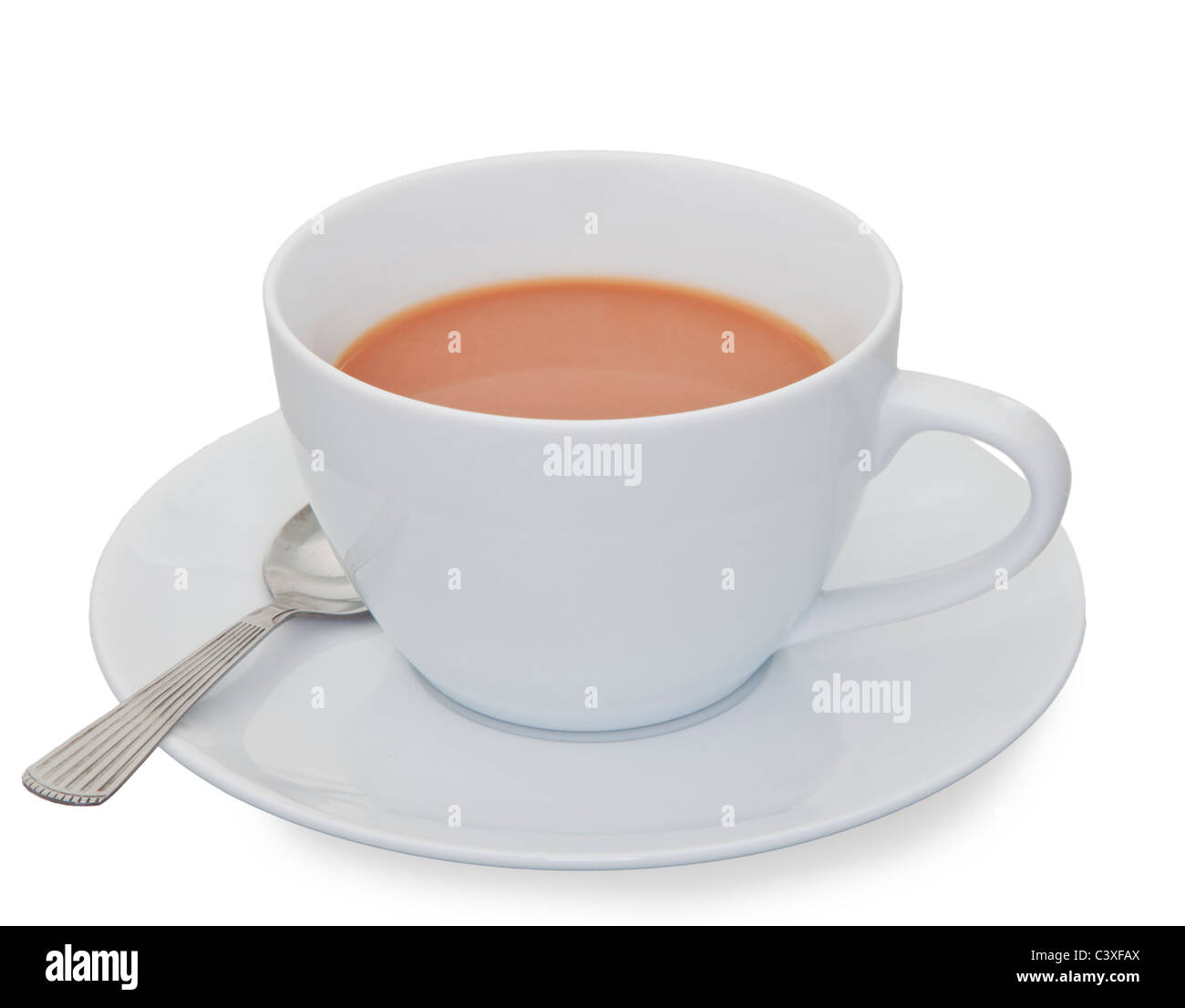 Drink white Cup saucer of Hot English Tea Stock Photo