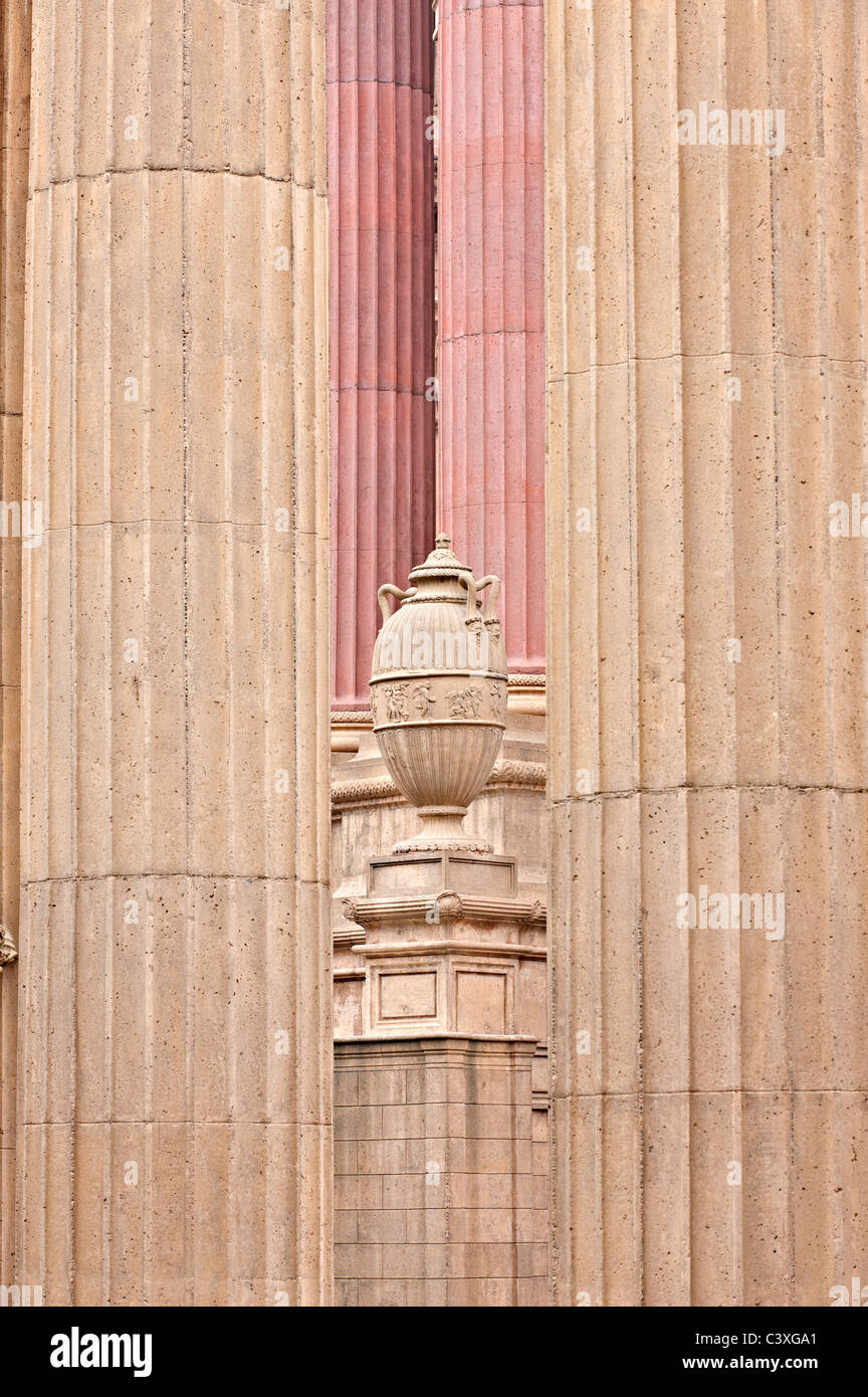 Fluted column detail at the Palace of Fine Arts, San Francisco, California. Stock Photo