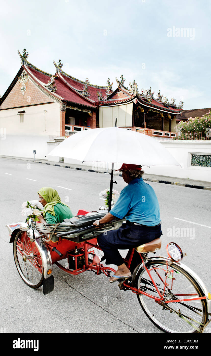 bicycle taxi in penang malaysia Stock Photo