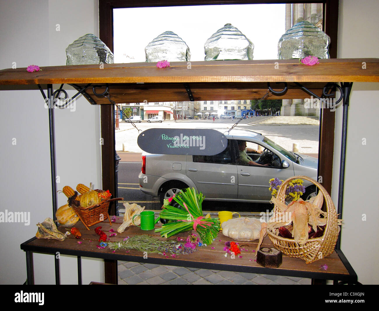 Versailles, France, Grocery Store, Shop Window, inside looking out