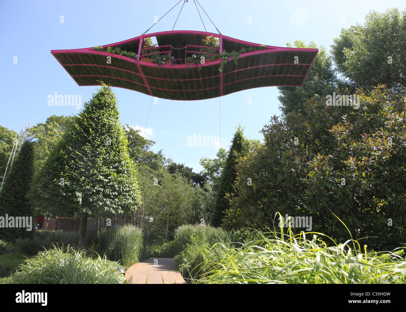 Irish Sky Garden pod which lifts 25 metres into the air, Chelsea Flower Show 2011 Stock Photo